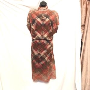 WORTH - NEW YORK High Neck Dolman Sleeve Plaid Print Dress